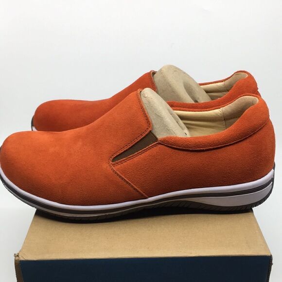 NIB Alegria Aaron Orange Suede Slip On Shoes - Size 43 EU 9.5 US (W US 13) main image 12